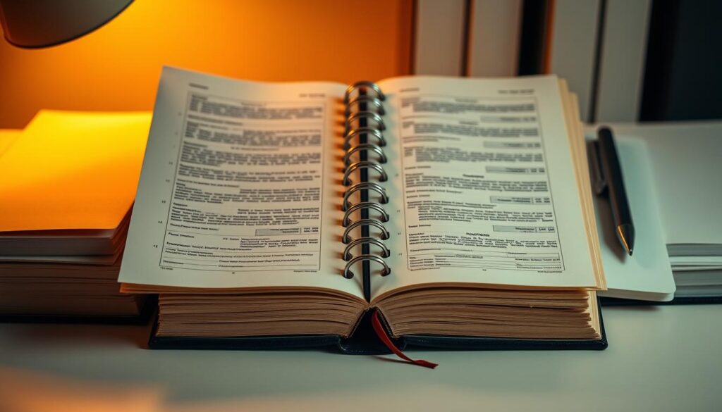 Elegant accounting ledgers arranged in a well-organized layout, with a warm and professional atmosphere. Softly lit from above, showcasing the intricate details of the pages and binding. The ledgers are positioned on a clean, minimalist desk, allowing the focus to remain on the essential tools of the accounting trade. The image conveys the importance and care required in maintaining meticulous financial records, reflecting the subject of the article's section on the significance of accounting books in business operations.
